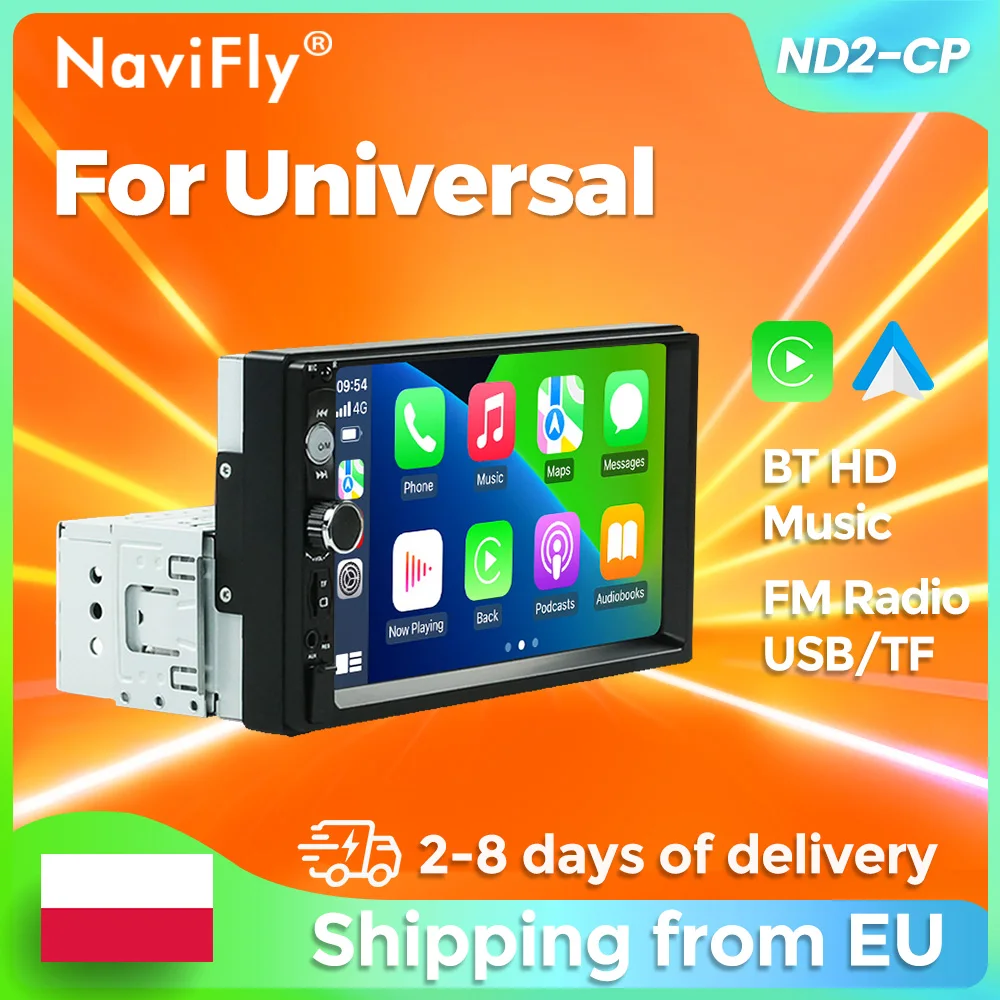 Navifly ND2 Universal 1Din Car Radio Stereo 7inch HD Touch Screen Multimedia Player GPS Autoaudio Receiver Mirror Link Monitor