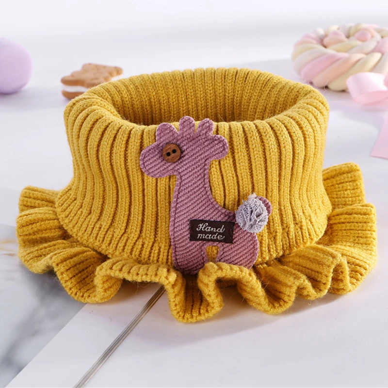 Spring Autumn Kids Neckerchief Solid Color Children Knit Wool O Ring Neck Collar Boy Girl Outdoor Protect Winter Warm Baby Scarf