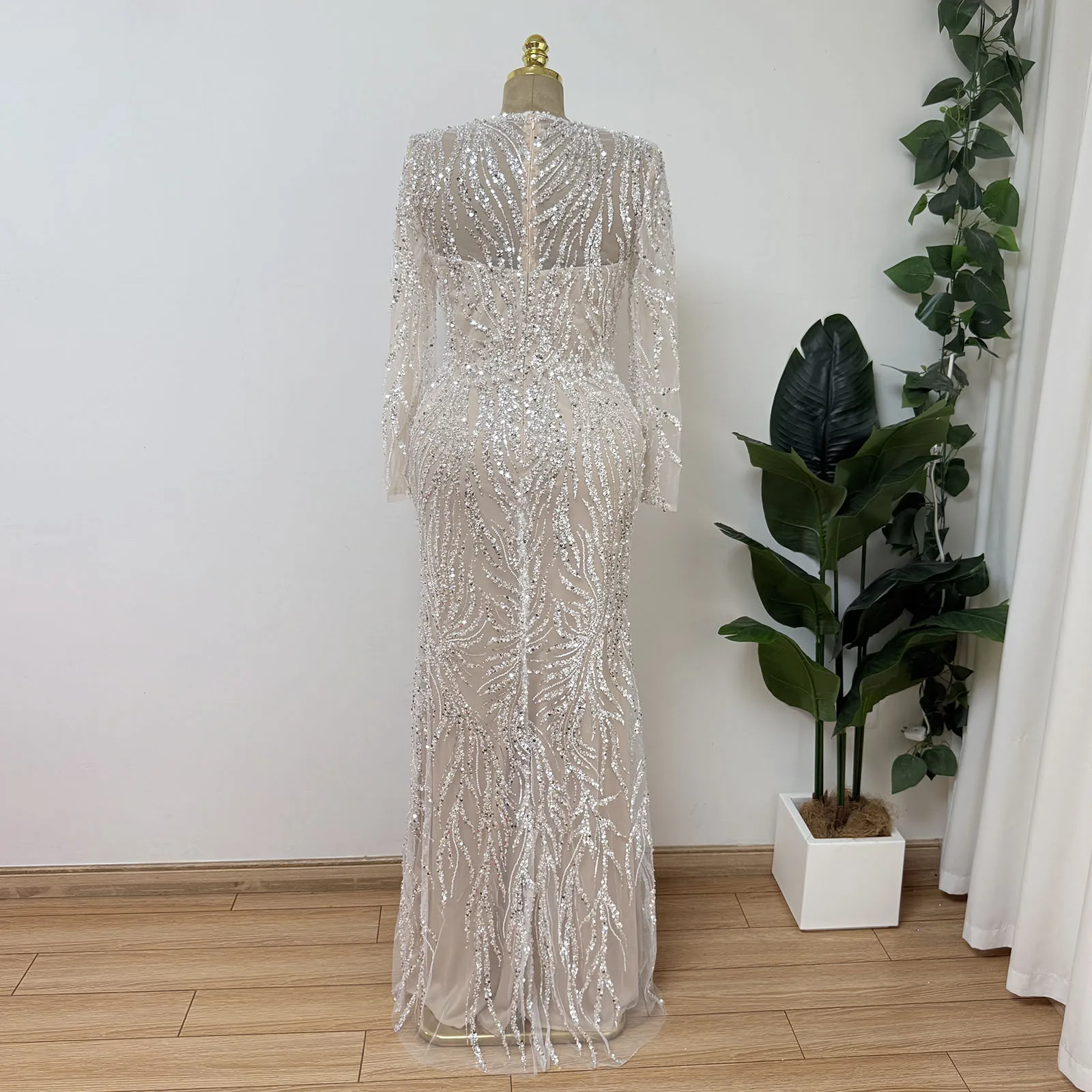 Eshault&bridal Beaded Mermaid Evening Dress Long Sleeve Pearls Formal Party Gown Robe De Soiree For Arabic Women Customized 2026