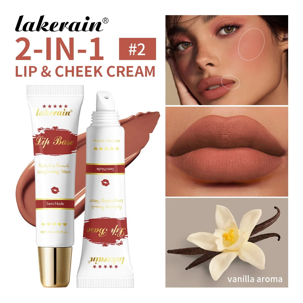 

Lakerain Lip Balm Long-lasting Hydrating Matte Finish Highly Pigmented Smudge-proof Moisturizing 2 in 1 Lip & Cheek Cream