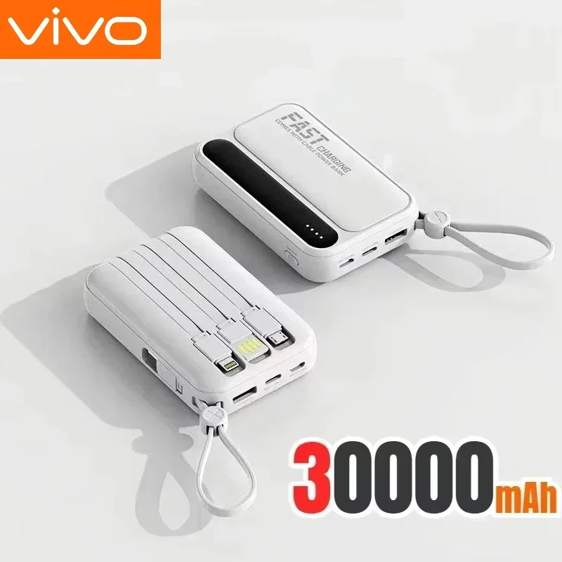 VIVO 500000mAh Powerbank Ingebouwde 4-aderige kabel Grote capaciteit Supersnel opladen Draagbare externe batterij voor alle telefoons 2026 NIEUW