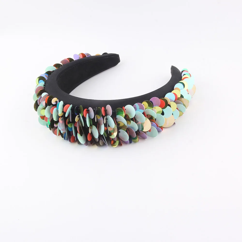 Magnificent Palace Hair Accessories New Versatile Fashion Sponge Beads Colorful Sequins High Skull Top Fashion Headband 311