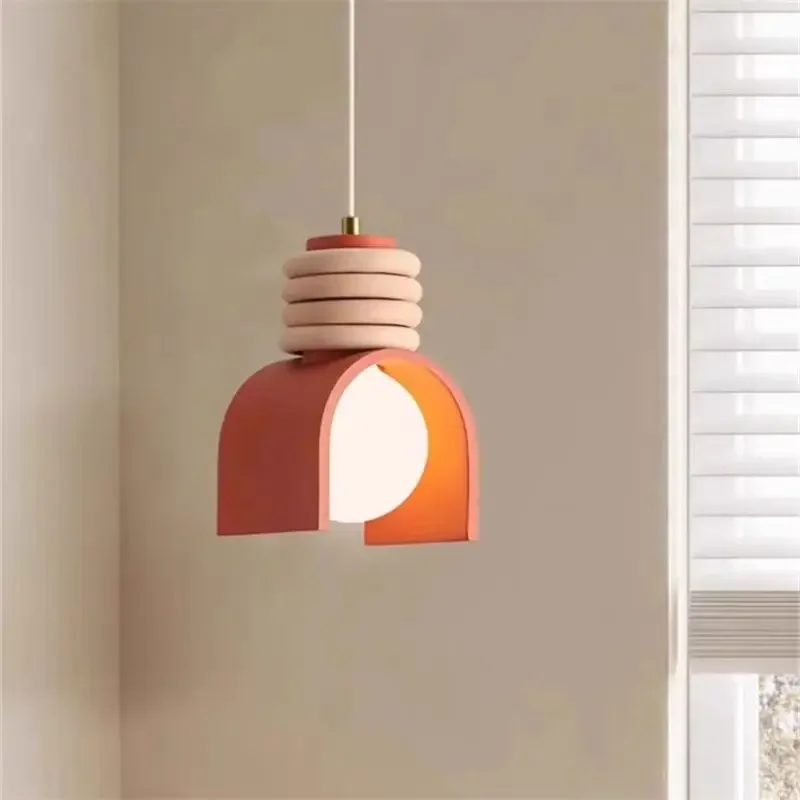 

Medieval Small Pendant Light Creative LED Boy Girl Light E27 Bulb Orange White Resin Lamp for Dining Room Bedroom Hanging Lamp