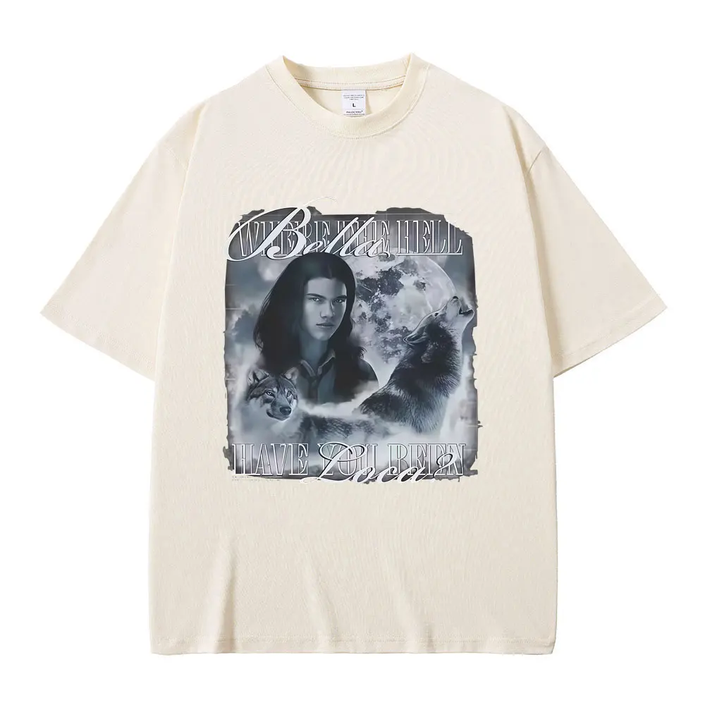 Movie Twilight Wolf Jacob Black Graphic T-shirt Men Women Casual Cotton Vintage Short Sleeve T Shirt Men's Oversized T-shirts