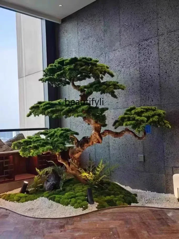 

S1001Artificial Greeting Pine Pine Tree Podocarpus Macrophyllus Large Fake Trees Green Plant Landscape Hotel Hallway Landscape