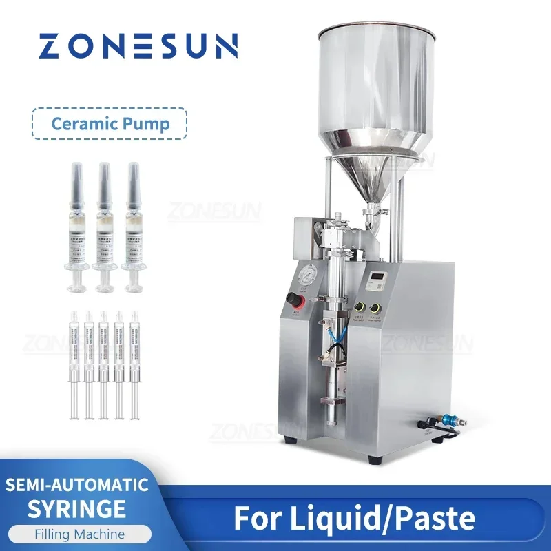 ZONESUN ZS-YTCP12V 공압 반자동 소용량 주사기 세라믹 플런저 펌프 액체 페이스트 충전 기계