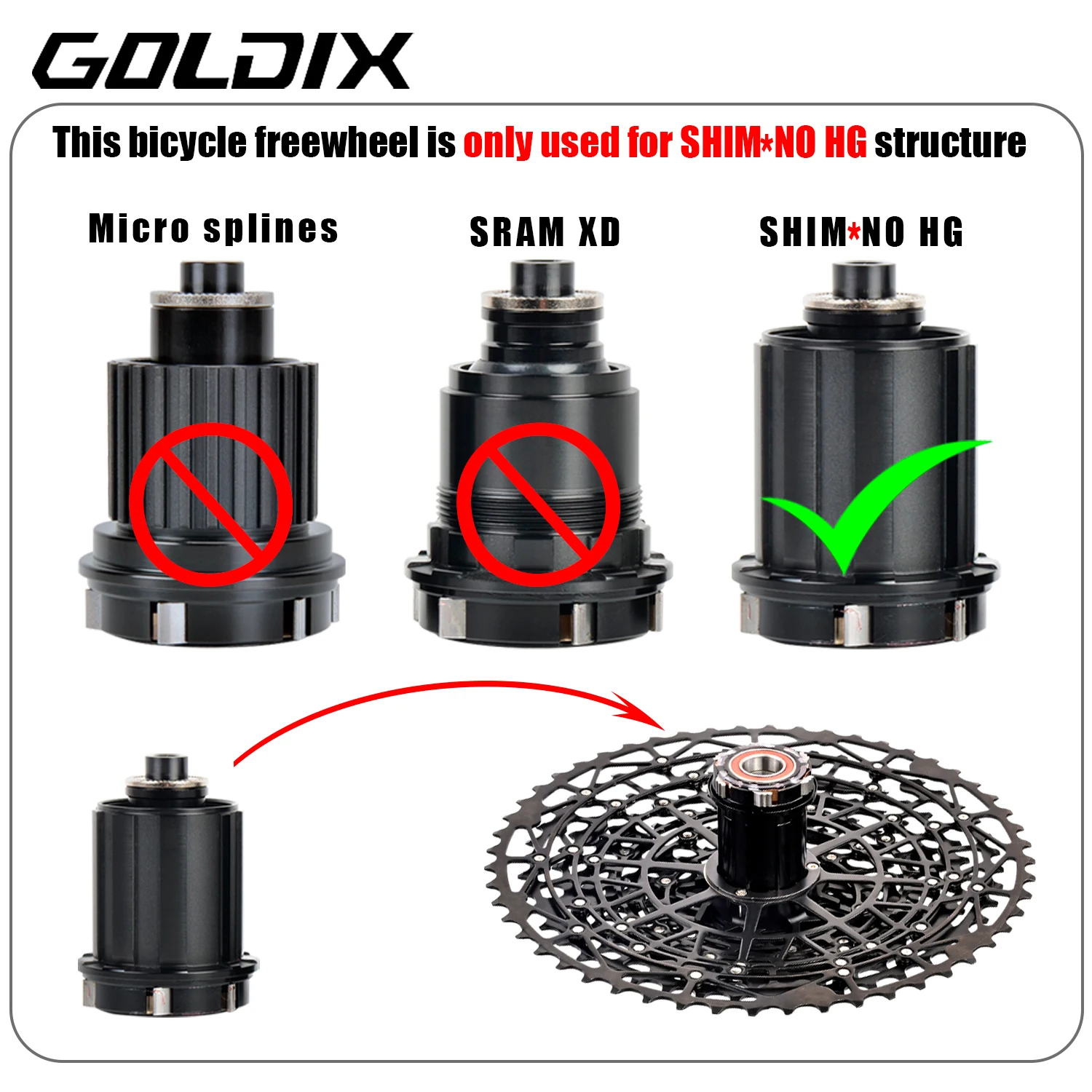GOLDIX HG هيكل دراجة كاسيت عجلة حرة خفيفة مادة الصلب الكربوني 9/10/11/12/13 ضرس السرعة للدراجات الجبلية