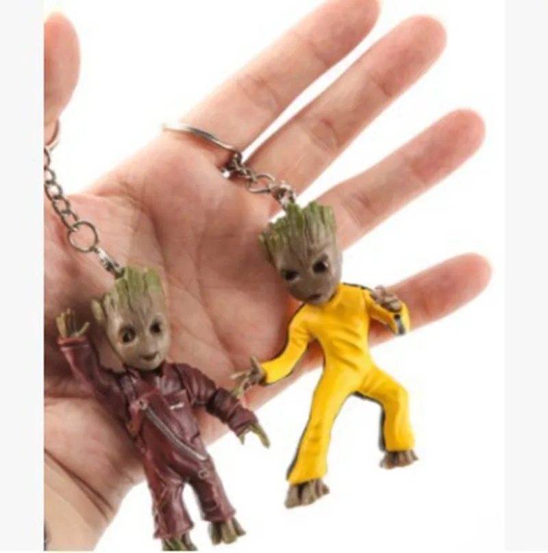 8 قطعة سلاسل المفاتيح Groot الديكور أنيمي عمل أرقام لعبة لطيفة Q أرقام سيارة حقيبة مفاتيح الديكور نماذج هدايا عيد ميلاد الأطفال