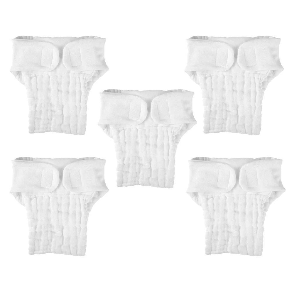 

5pcs Cotton Diapers for Infants Toddlers M Size White Reusable Washable Cloth Nappy Inserts Baby Swim Diapers Newborn