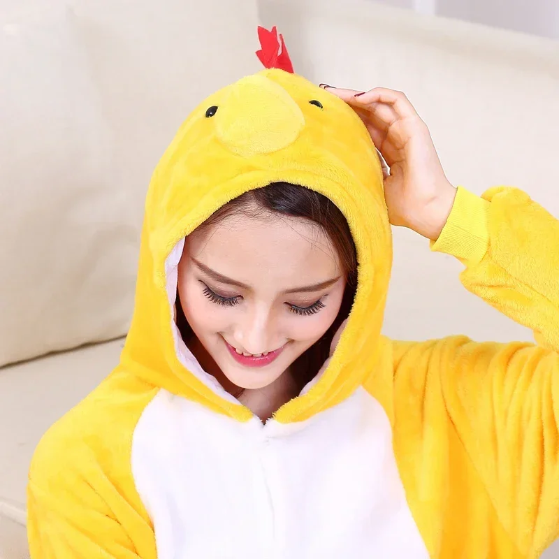 2025 ใหม่ไก่ชุดนอนสําหรับผู้ใหญ่ Anime Kigurumi ผู้ชายชุดนอนผู้หญิงชิ้น Pijamas การ์ตูนบอดี้สูทคอสเพลย์เครื่องแต่งกาย Overa abc