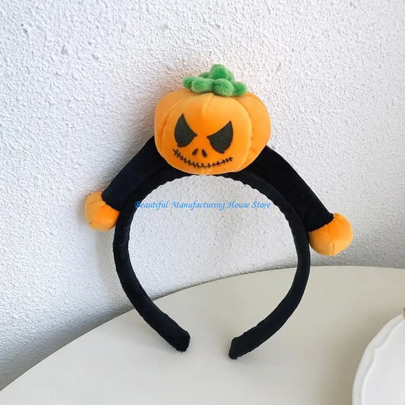 E56A Cartoon Pumpkin for Head Hoops Women Makeup Photoshoot Punk Headban