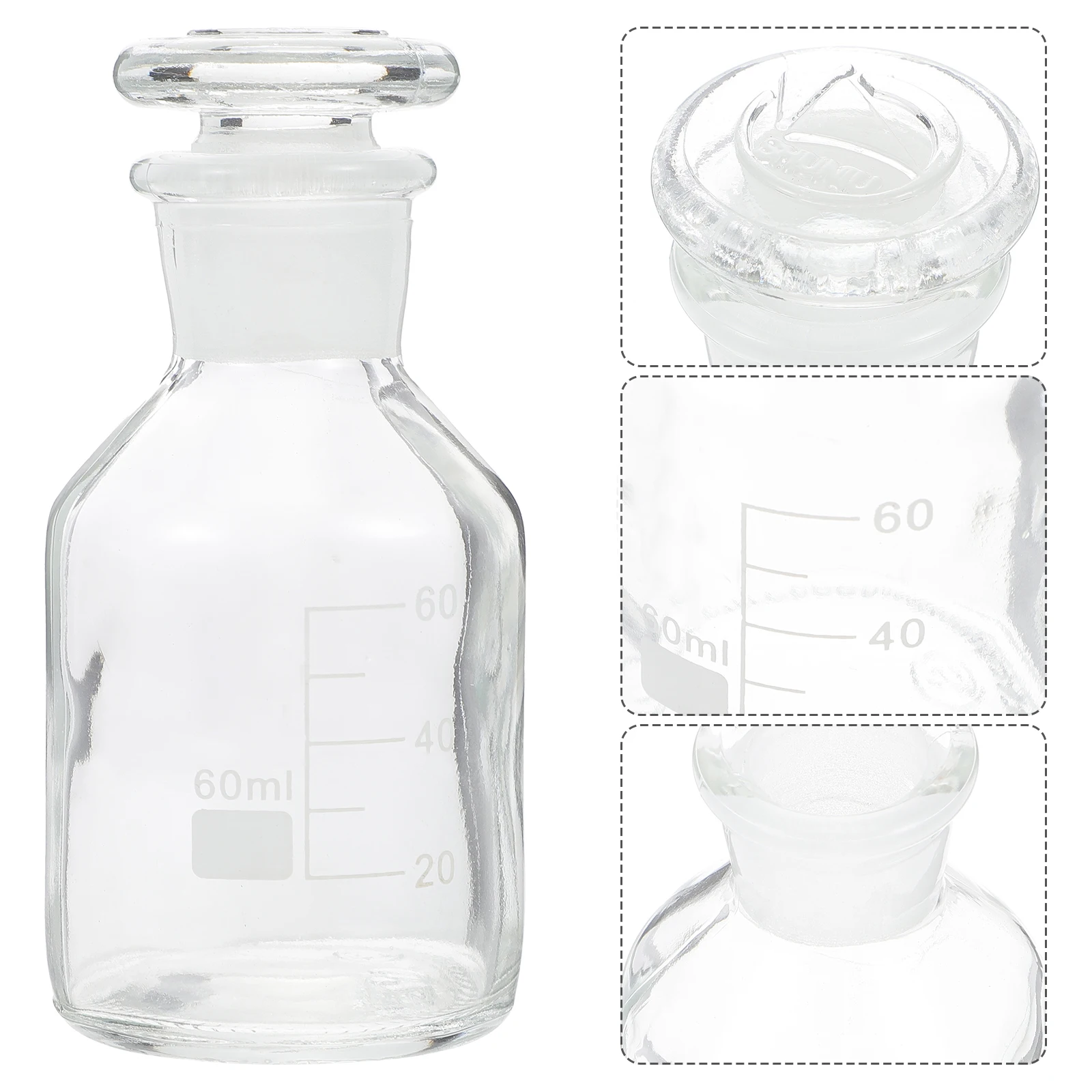

1Pcs Glass Reagent Bottle Wide Mouth Borosilicate Laboratory Sample Storage Container Frosted Stopper High Temperature Resistant