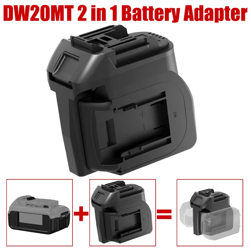 

For 2 Packs for DW 20V Li-ion Battery DW20MT 2 in 1 Battery Adapter Converting To for Makita 18V Battery Cordless Power Tools