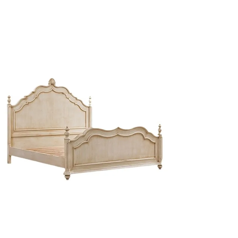 

American retro solid wood bed, modern simple white 1.5 meters princess bed, American light luxury 1.8 master bedroom double bed