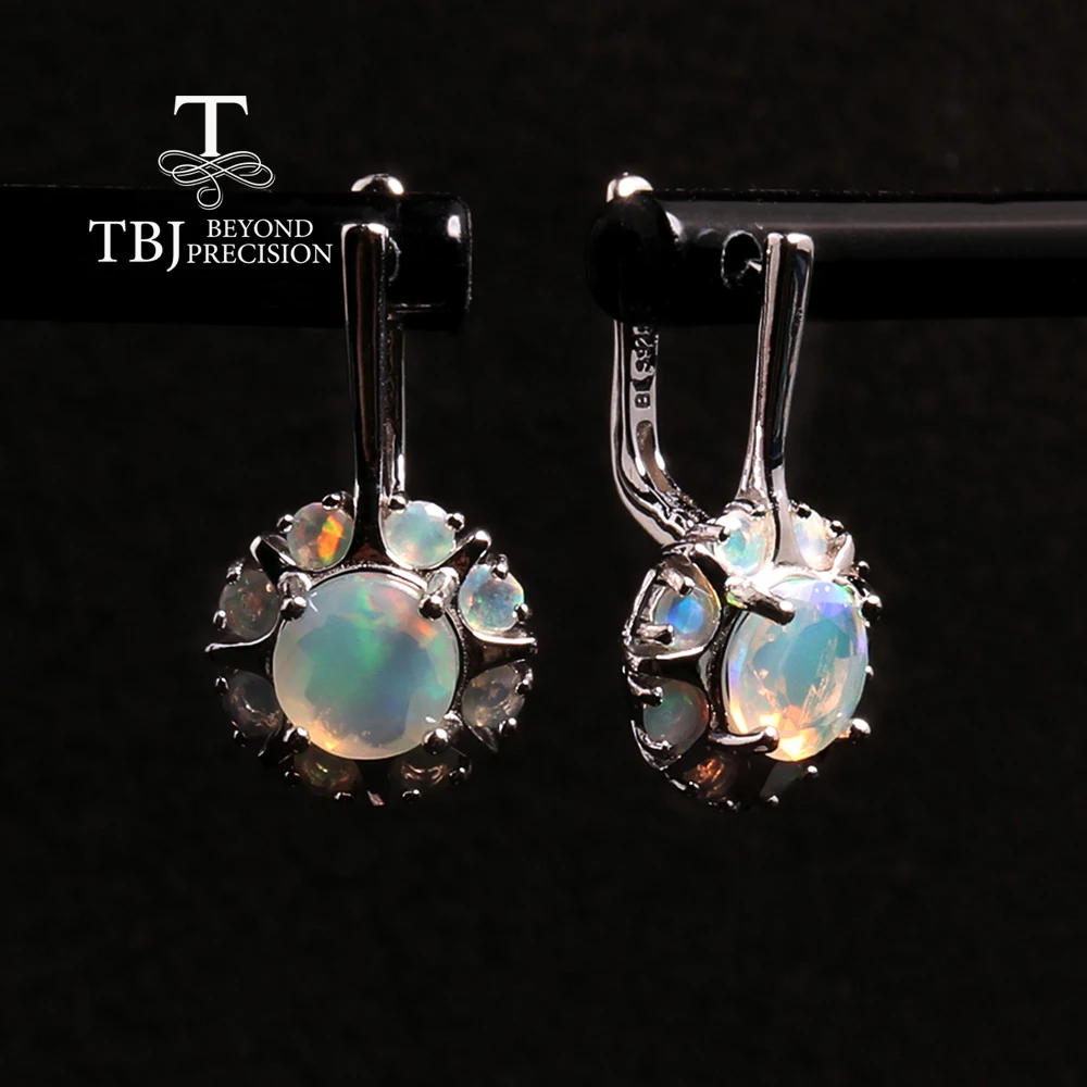 

S925 Silver Gorgeous flower shapes designed Natural Opal Gemstone earrings Elegant Noble fine jewelry gift for women girl