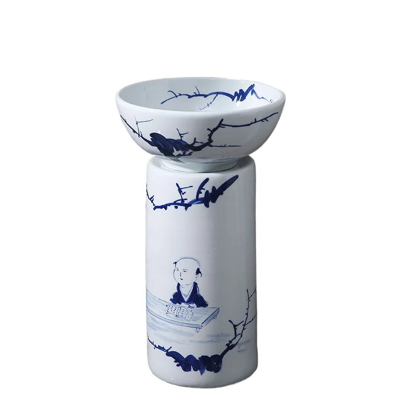 Hand painted children's washbasin ceramic integrated floor-to-ceiling column basin kindergarten school washbasin sink