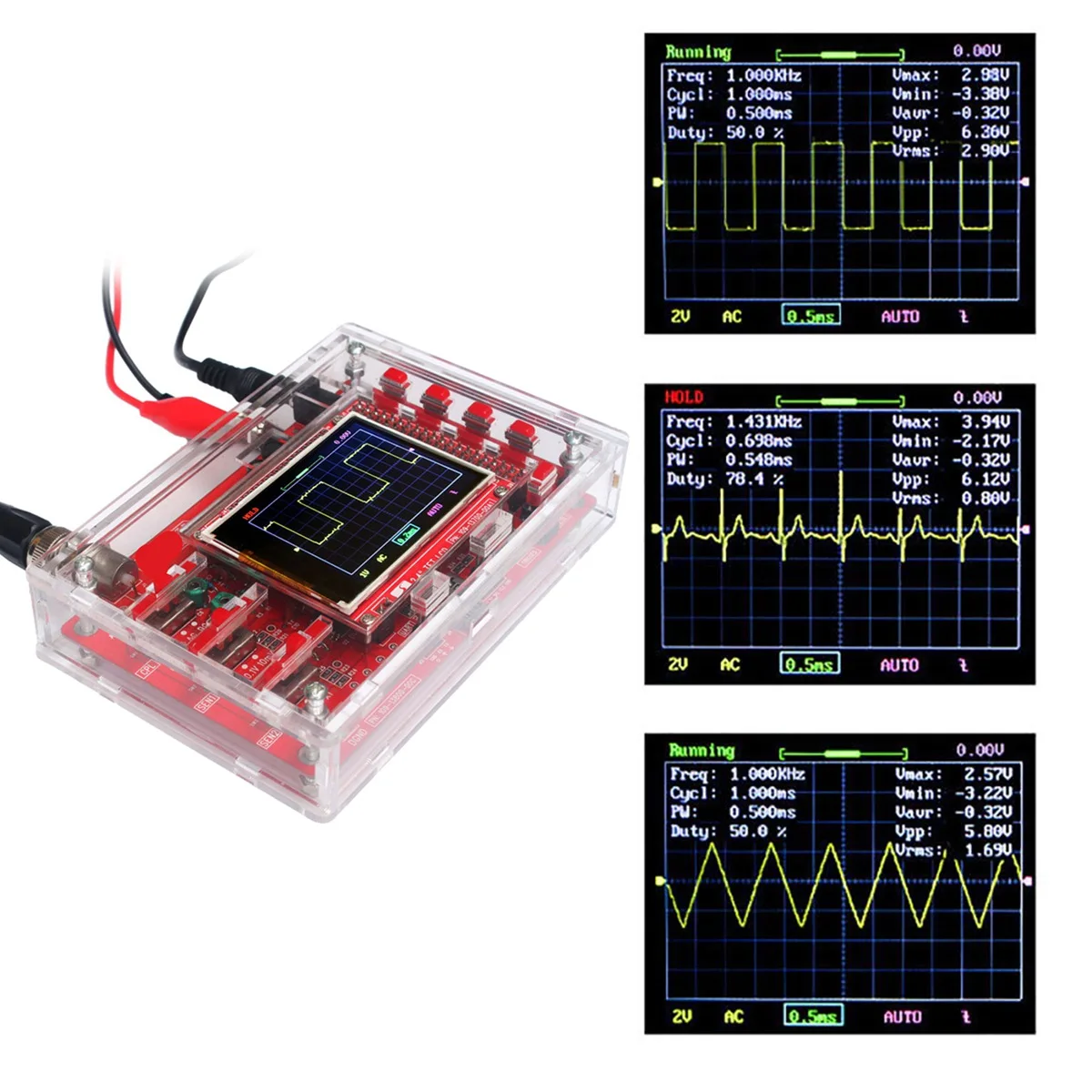 Per oscilloscopio DSO138 con custodia Display LCD TFT da 2.4 pollici 1Msps frequenza di campionamento oscilloscopio digitale E-Learning Kit