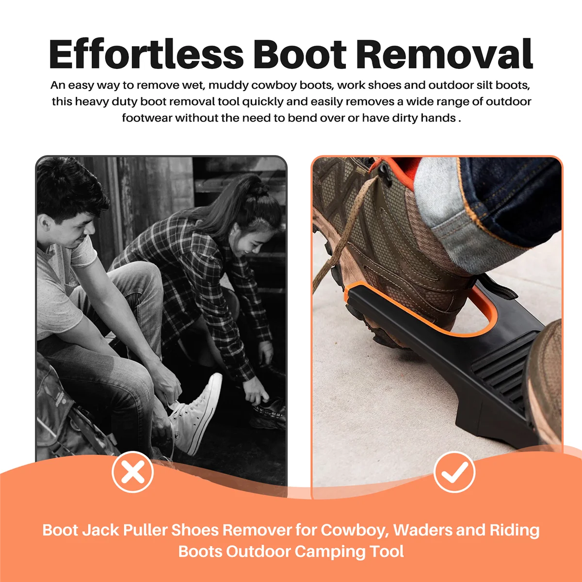 Removedor de sapatos extrator de bota para cowboy, waders e botas de equitação ferramenta de acampamento ao ar livre