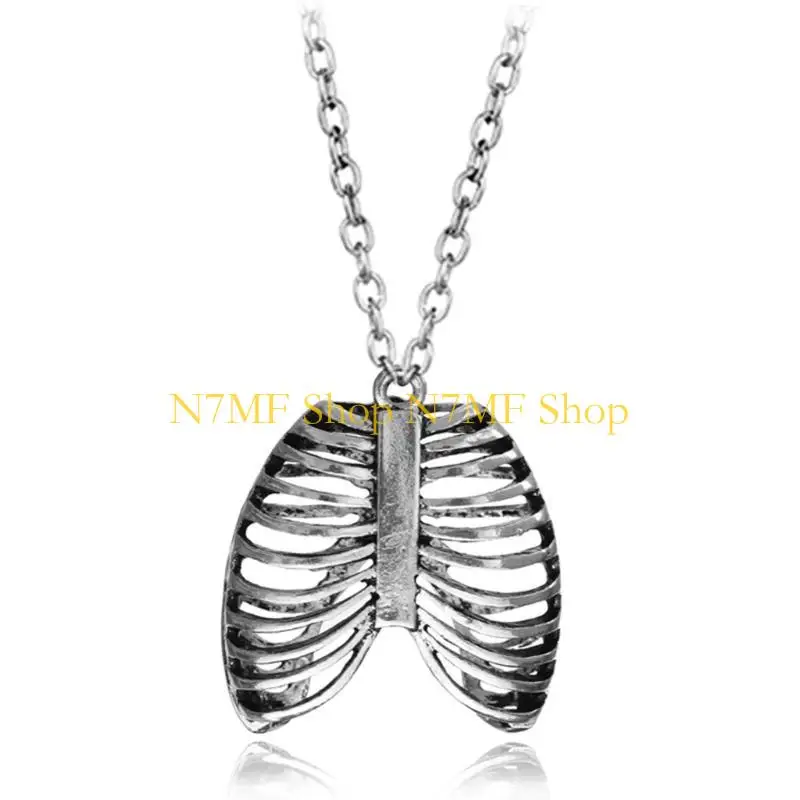 N7MF 1Piece Novelty Gothic Vintage Necklace Anatomical Skeleton Goth Punk Retro Necklace Jewelry for Women Girls