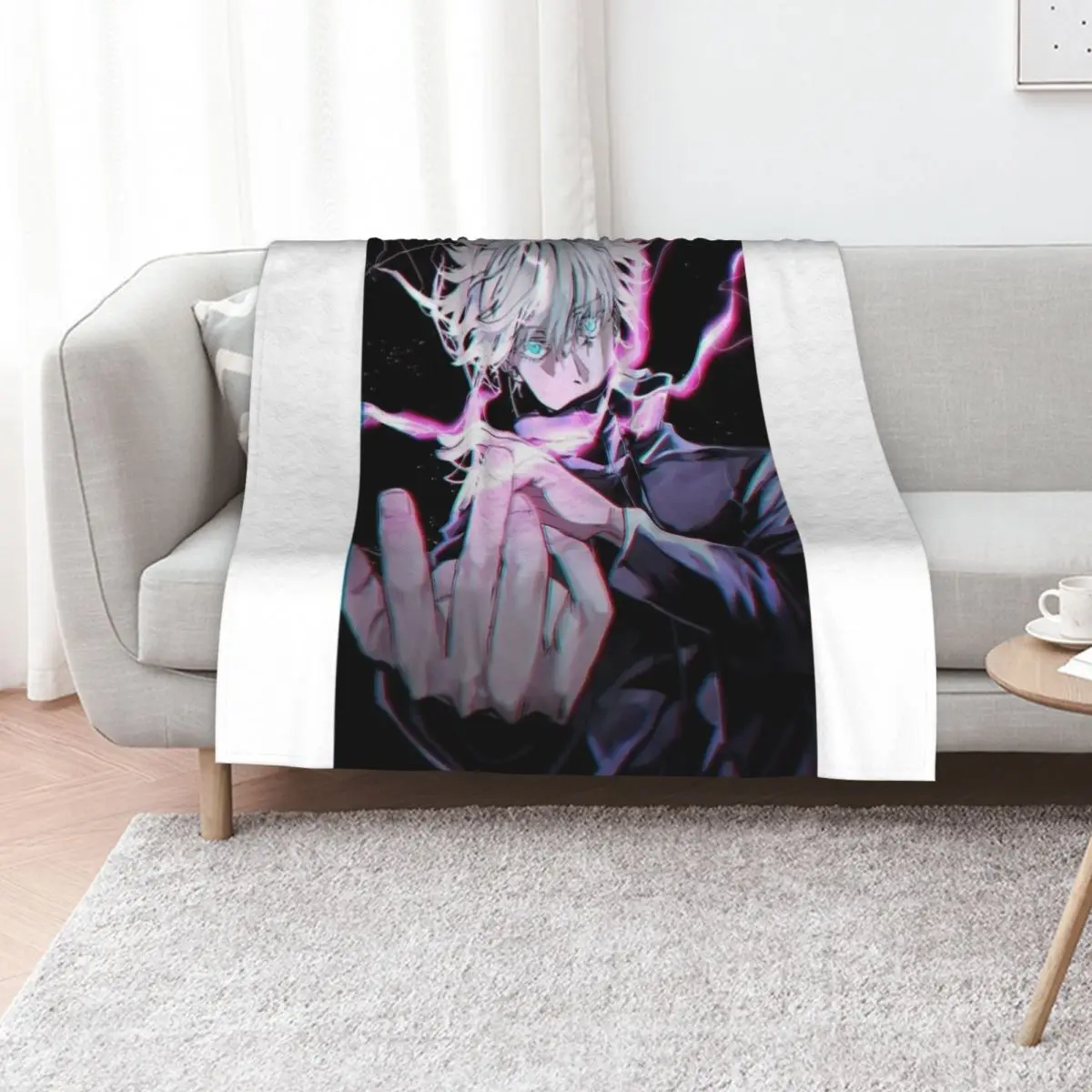 Saturo Gojo Throw Blanket Reusable Durable Soft Blanket for All Seasons