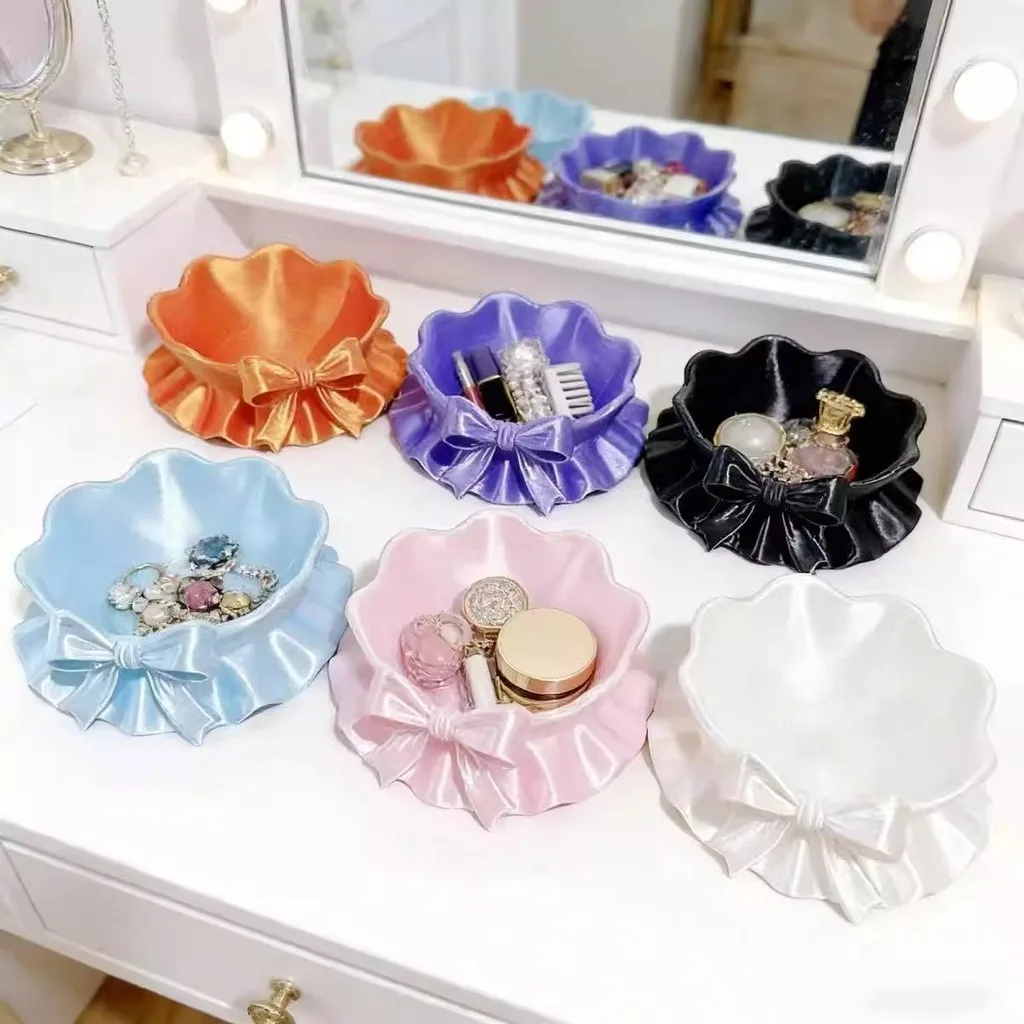 Flower Shaped Storage Bowl Macaron Colors Jewelry Storage Bowl Cosmetic Holder Bowl 3d Printed For Cosmetic Holder Entryway