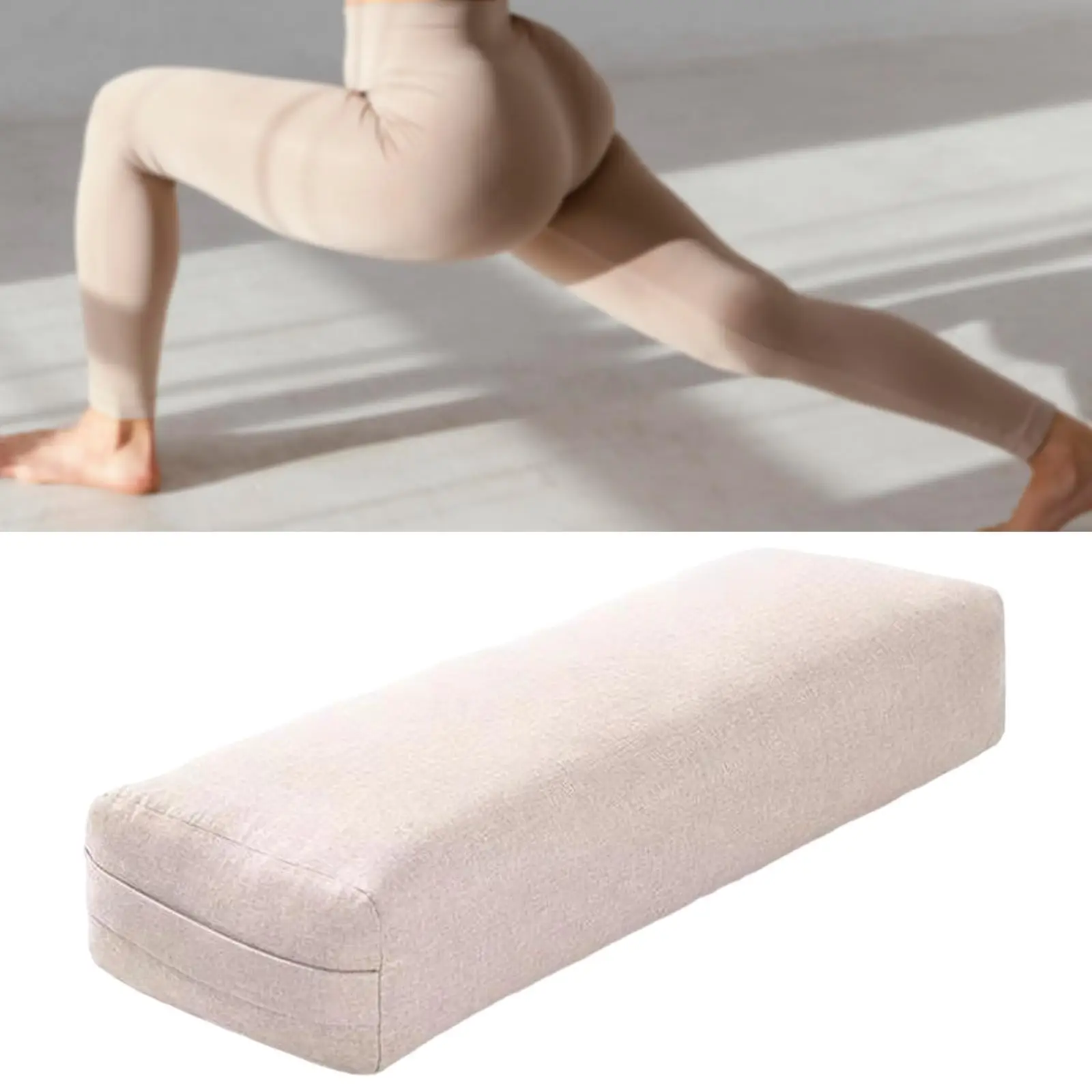 Yoga Bolster Pillow with Handle Yin Yoga Comfort Cushion Washable Cover Long