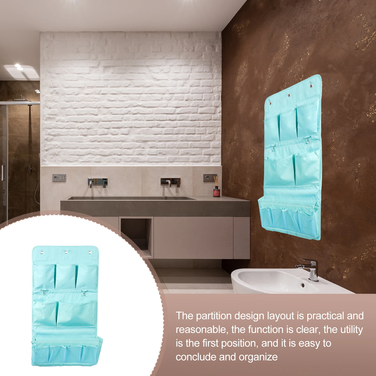 

1Pcs Oxford Cloth Wall Hanging Storage Bag Three-Layer Hanging Organizer Home Storage Pouch for Dormitory Living Room