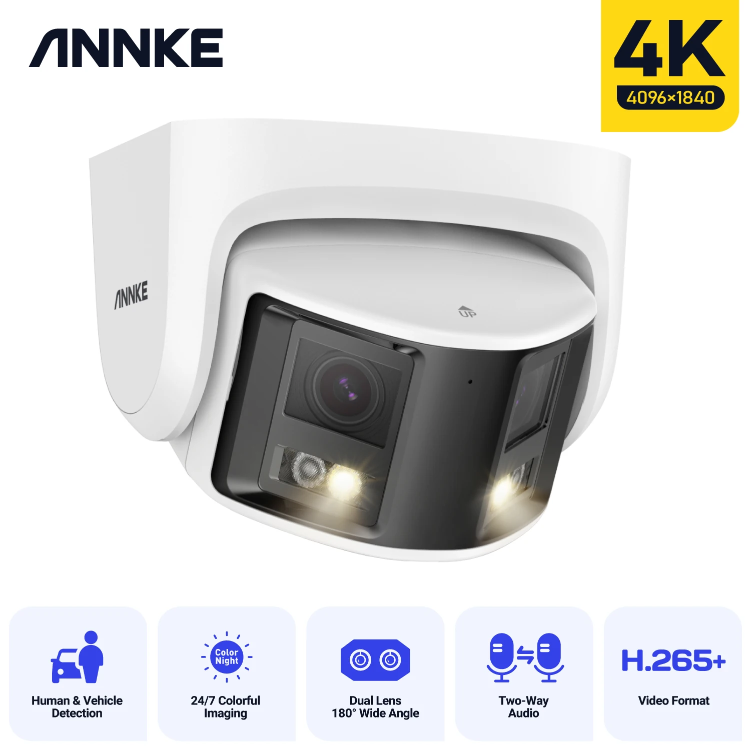 

ANNKE 4K Panoramic 180° Security Camera Network IR Dual Lens POE Camera CCTV Video Outdoor Protection Surveillance Two Way Audio