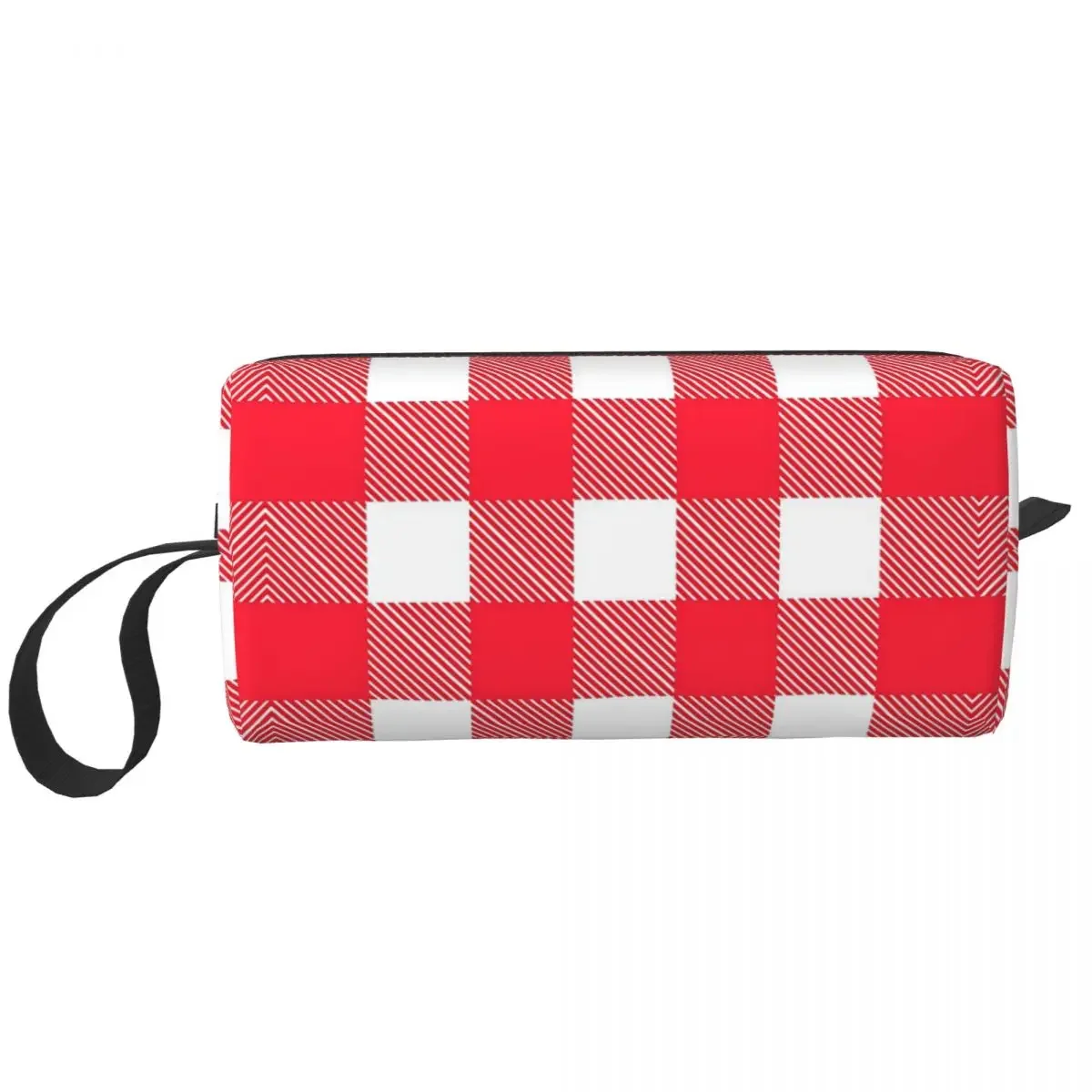 Red Tartan Pattern Makeup Bag Cosmetic Organizer Storage Dopp Kit Toiletry Cosmetic Bag for Women Beauty Travel Pencil Case