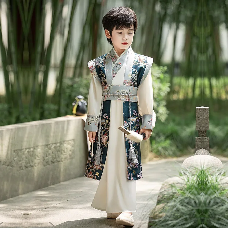 Boys Hanfu Autumn and Winter New Chinese Style Childrens Ancient Costume Ancient Style Handsome Studio Art Photography Suit Set