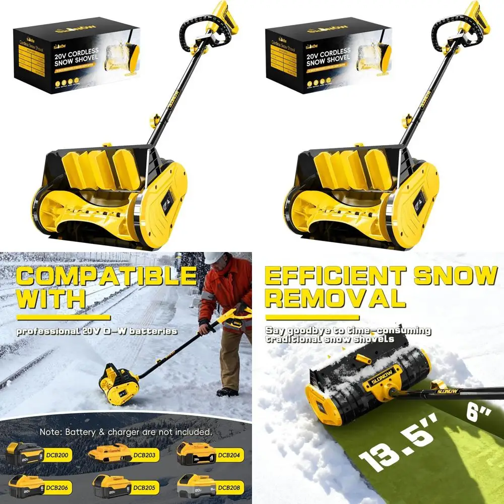 

Cordless Snow Removal Shovel - 20V Electric, 13.5 Inch, Directional Plate, Yellow, Compatible with De-Wait (No Battery)