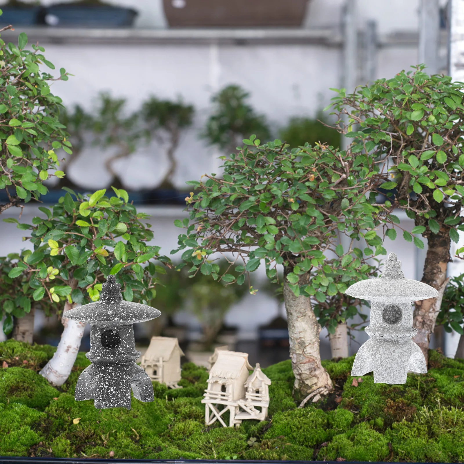 

8Pcs Resin Pagoda Lantern Bonsai Decoration Japanese Style Miniature Garden Ornaments Micro Landscape Yard Home Outdoor Decor