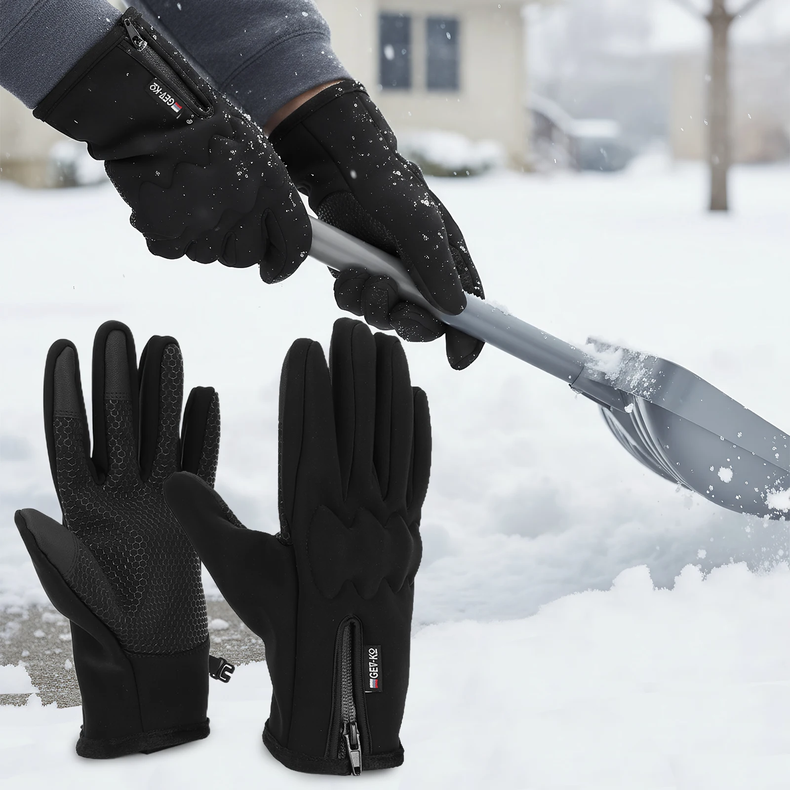 التزلج لمس قفاز يندبروف الحرارية الدراجات قفاز المضادة للانزلاق الصوف مبطنة قفازات دافئة لصيد الأسماك القيادة دراجة نارية التزلج #1