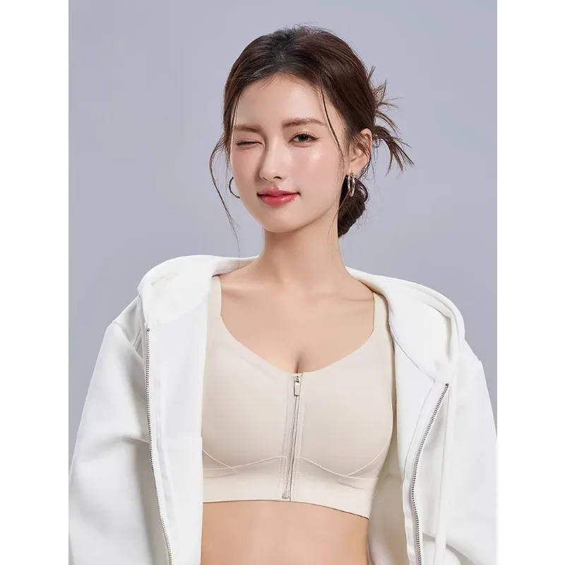 

Front Zipper Minimizer Sports Bra Women High Impact Shockproof Anti-Sag Plus Size Big Bust Gym Running Fitness Daily Outer Wear