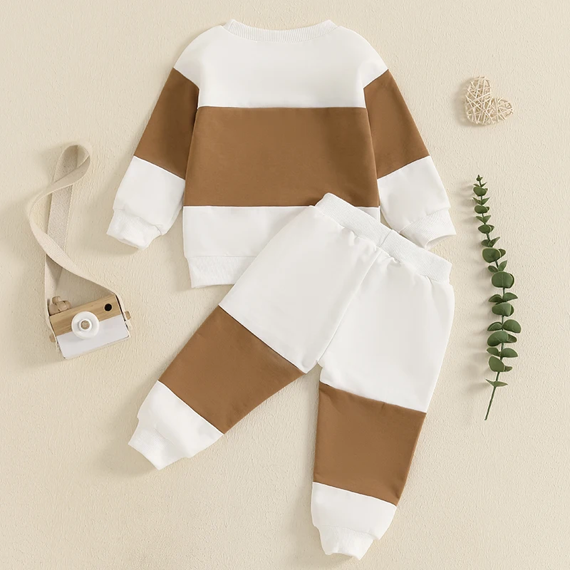 Pudcoco Baby Boy Fall Outfit Letter Embroidery Long Sleeve Sweatshirt and Elastic Pants 2 Piece Clothes for Toddler 6M-3T