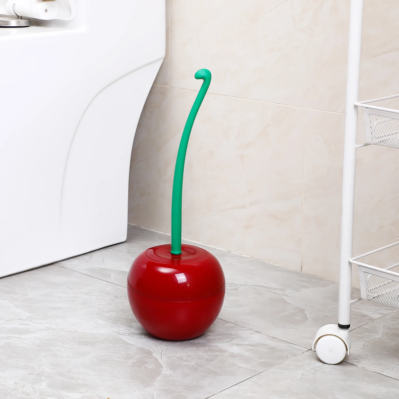 

Toilet Brush Cherry Design Long Handle Soft Bristles Bathroom Cleaning Holder Kit Tools Bowl Toilet Brush Scrub