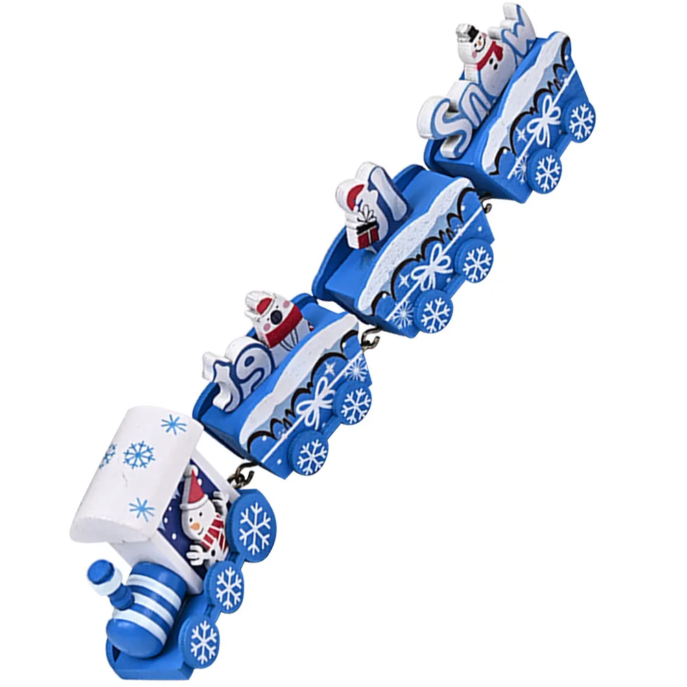 

1pc 1 Box Wooden Decor Christmas Train Ornament Tabletop Decoration Kids Wooden Train Xmas Party Supplies Indoor Christmas