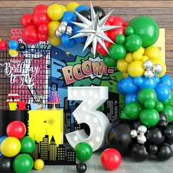 97pcs set Theme Party Balloon Garland Arch Kit, Black Rose Red  Blue Yellow Metallic Gold Decorations Back  Prom Disco Birthday