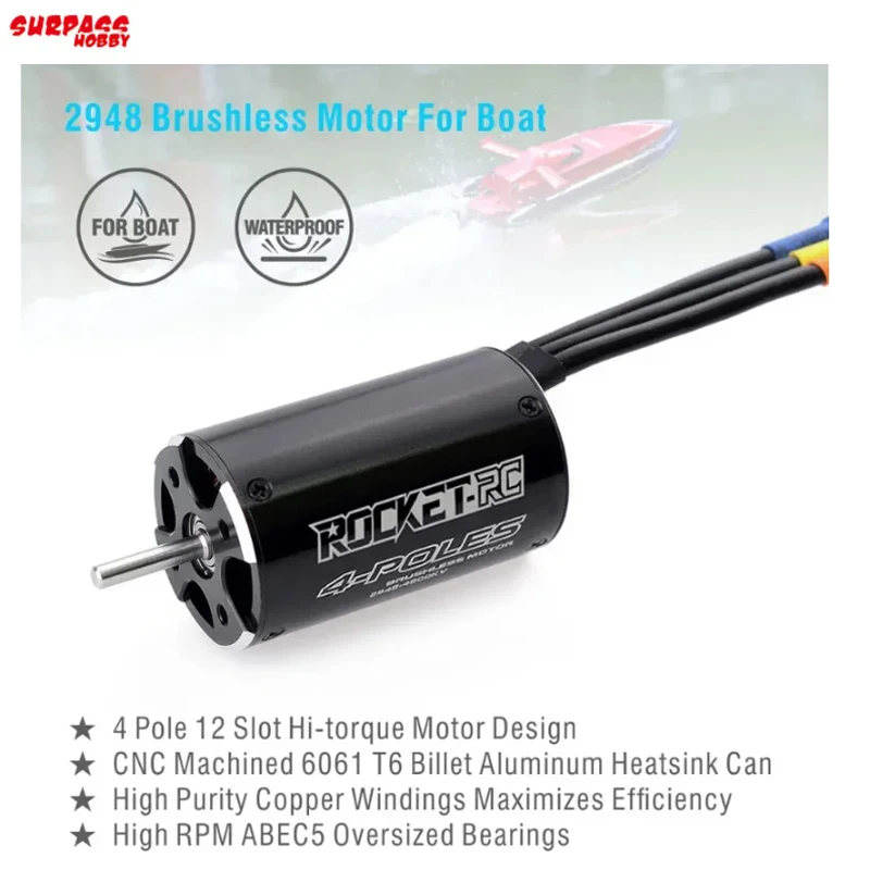 Surpass Hobby Rocket RC 2948 2958 2968 มอเตอร์ไร้แปรงสําหรับ RC ไฟฟ้าเรือมอเตอร์ Traxxas Feilun ตกปลาเหยื่อเรืออะไหล่อัพเกรด