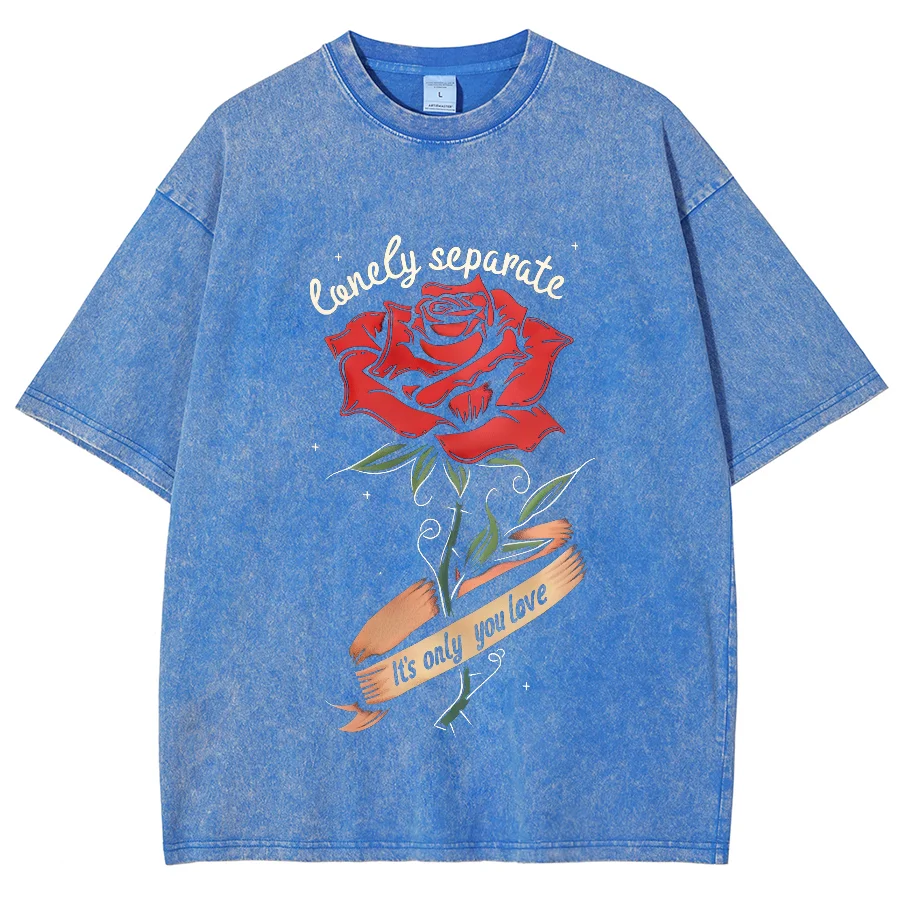 

Rose Graphic Print Streetwear 15 Color Sportswear T-Shir Unisex Fit Overseas Exports Clothes Plus Size American Vintage