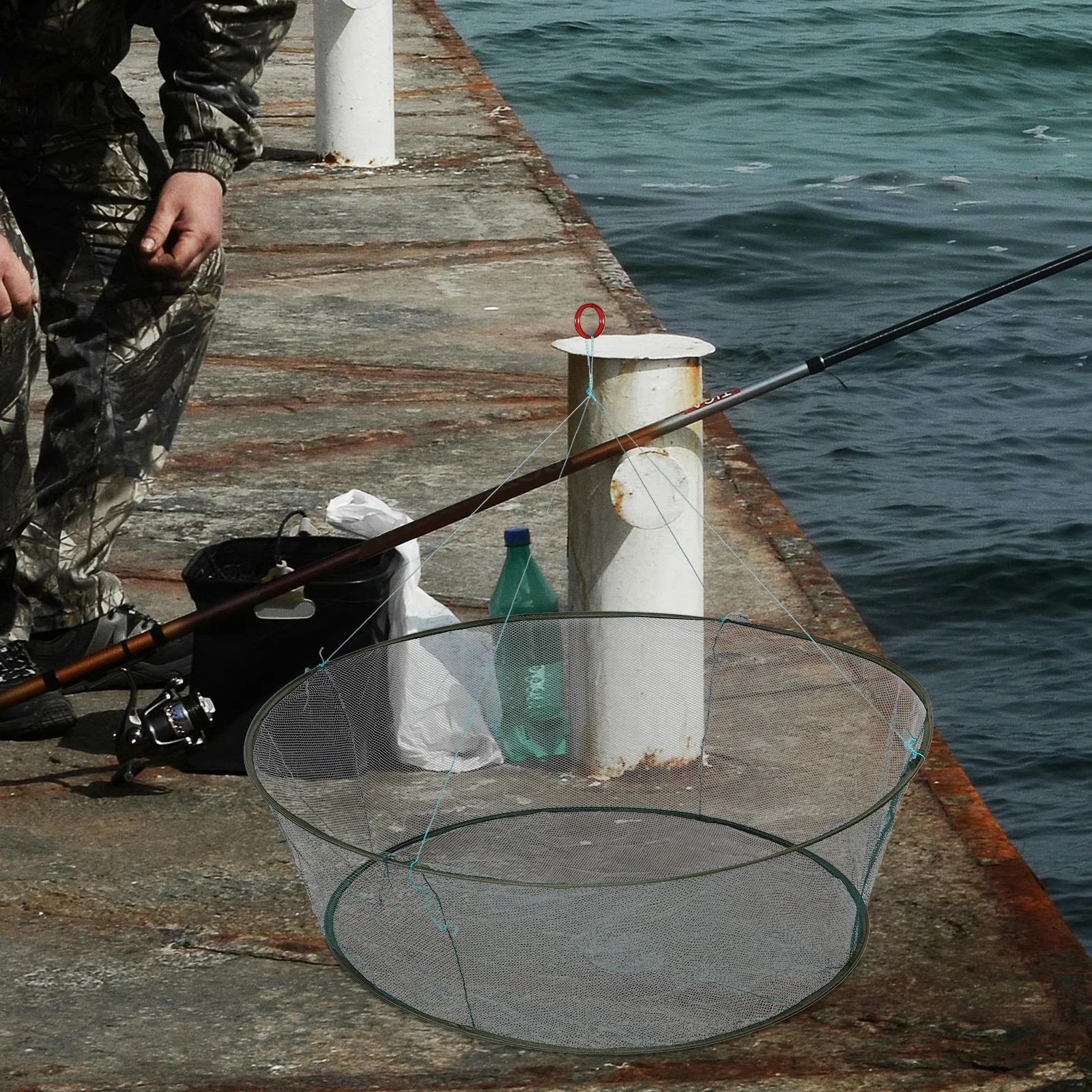 

Foldable Portable Fishing Net Open Mouth Catching Shrimp Crab Fish Trap for Pond Dock Crabbing Equipment Crab Cage Trap