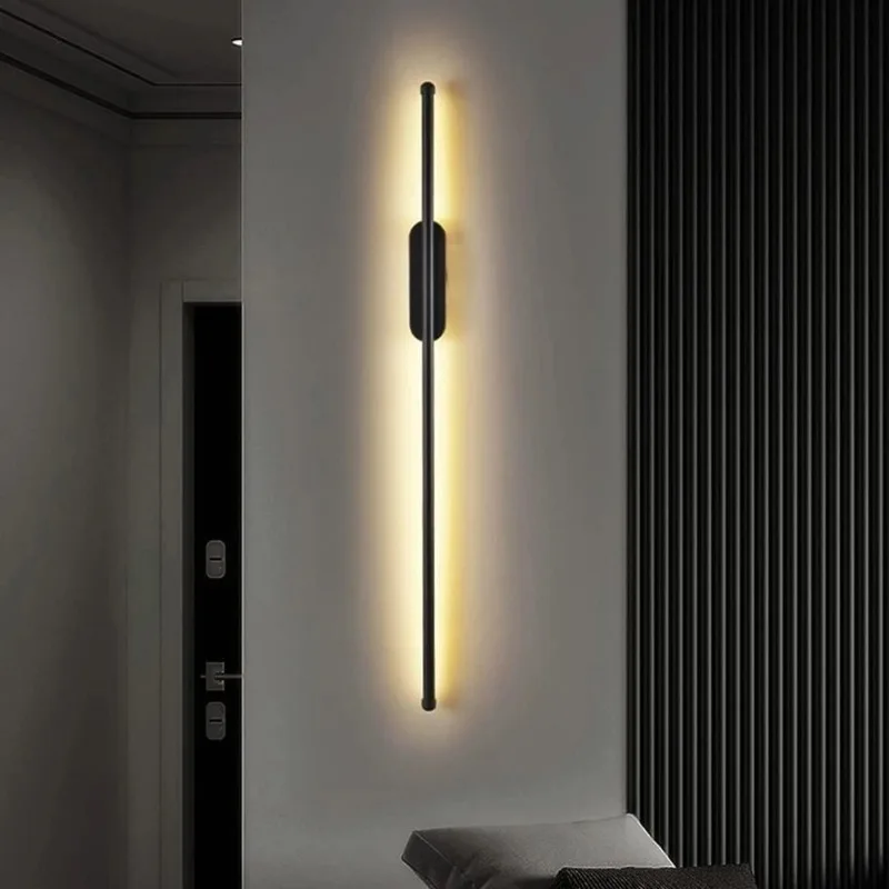 Modern Creative Strip Led Wall Lamp 3 Colors Minimalist Bedroom Bedside Wall Sconce Living Room TV Sofa Background Wall Lamp