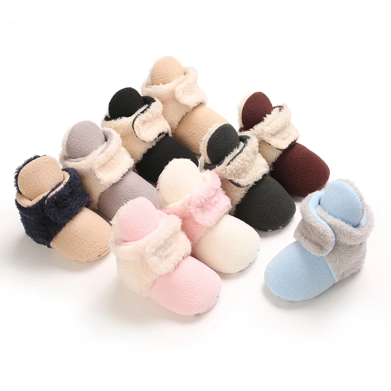 

2026 Winter Baby Boots, Infant Girls Boys Warm Fashion Solid Shoes with Fuzzy Balls First Walkers Kid Shoes 0-12M High Quality