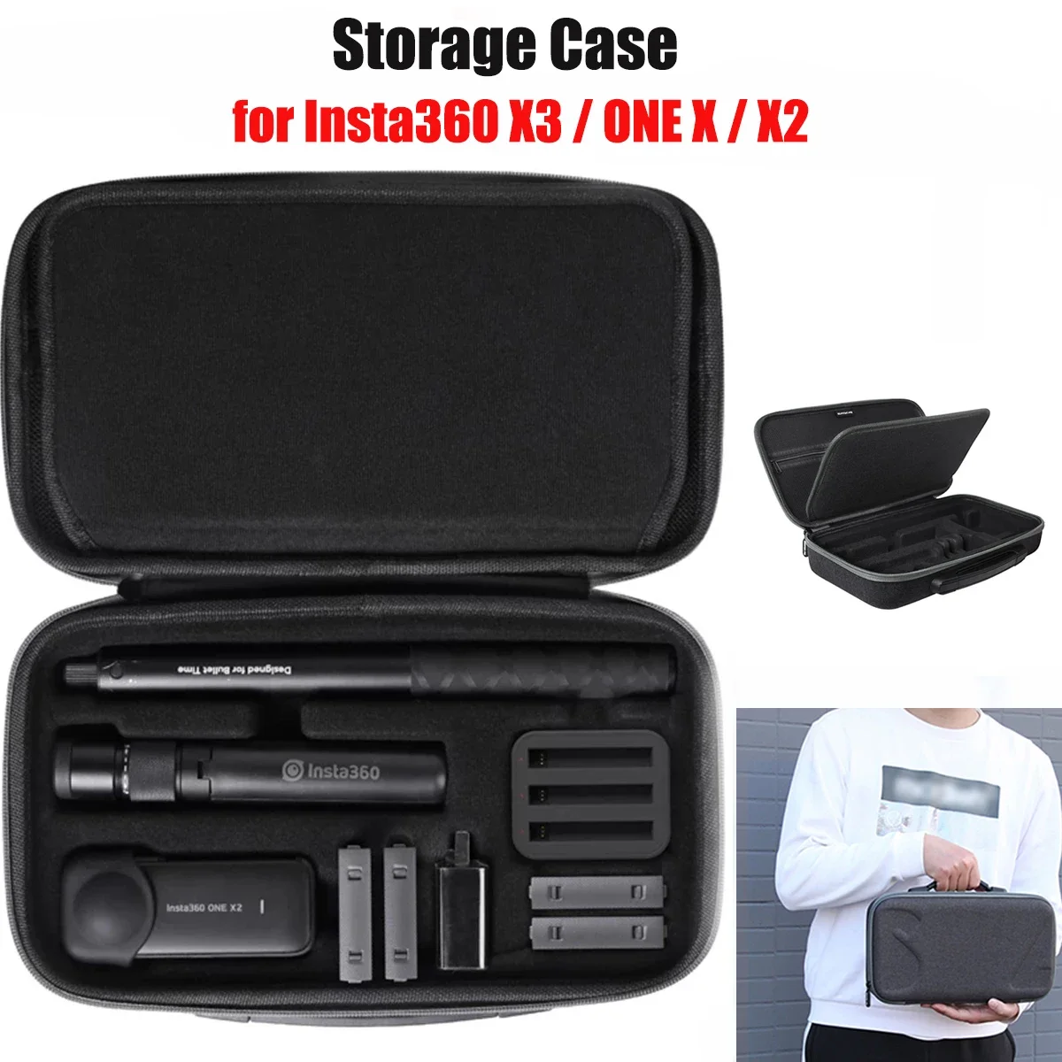 

Storage Case Carrying Box for Insta360 ONE X3 /X2 /RS/X Portable Panoramic Action Camera Accessories Bag