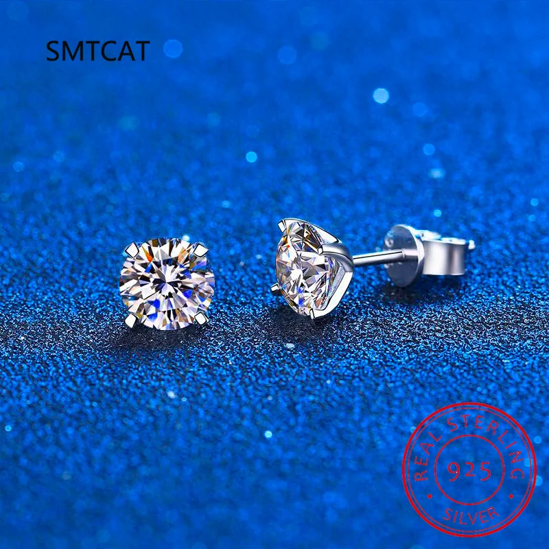 Certified 2ct D Color Moissanite Studs Earrings for Women White Gold S925 Sterling Silver Brilliant Lab Diamond Earring