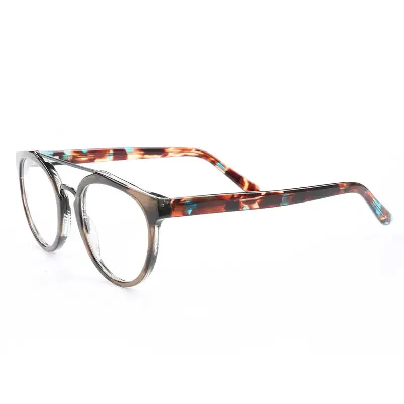 

Women Round Glasses Frame Men Double Bridge Eyeglasses Frames Light Acetate Fashionable Vintage Frame Tortoise Eyeglasses Frames