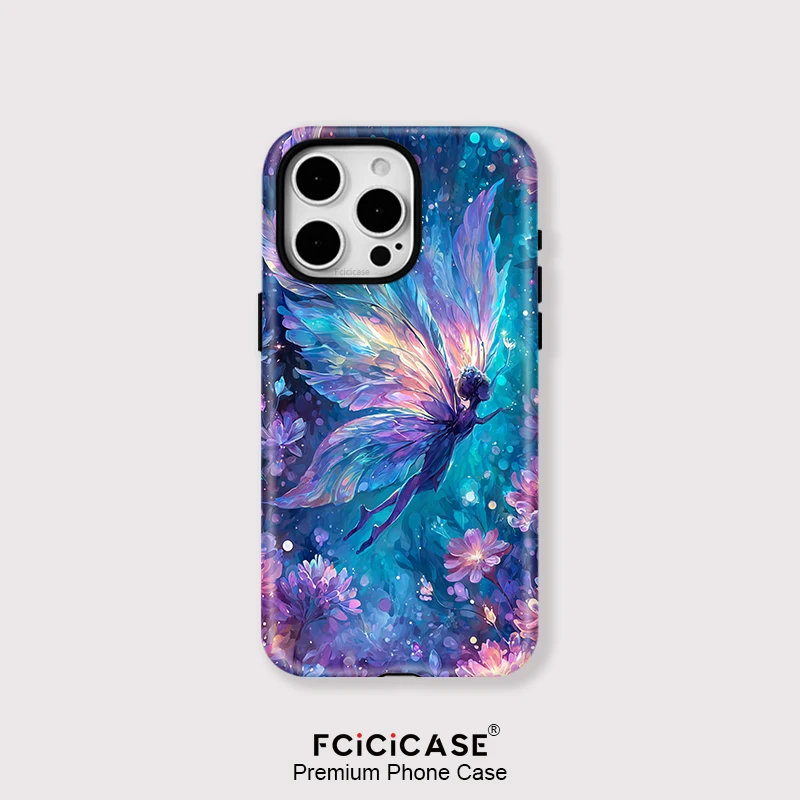 

Fcicicase Wireless Charge Magnetic Case For iPhone 16 Plus 14 15 Pro Max 13 12 11 Flower For Magsafe Matte Butterfly Cover
