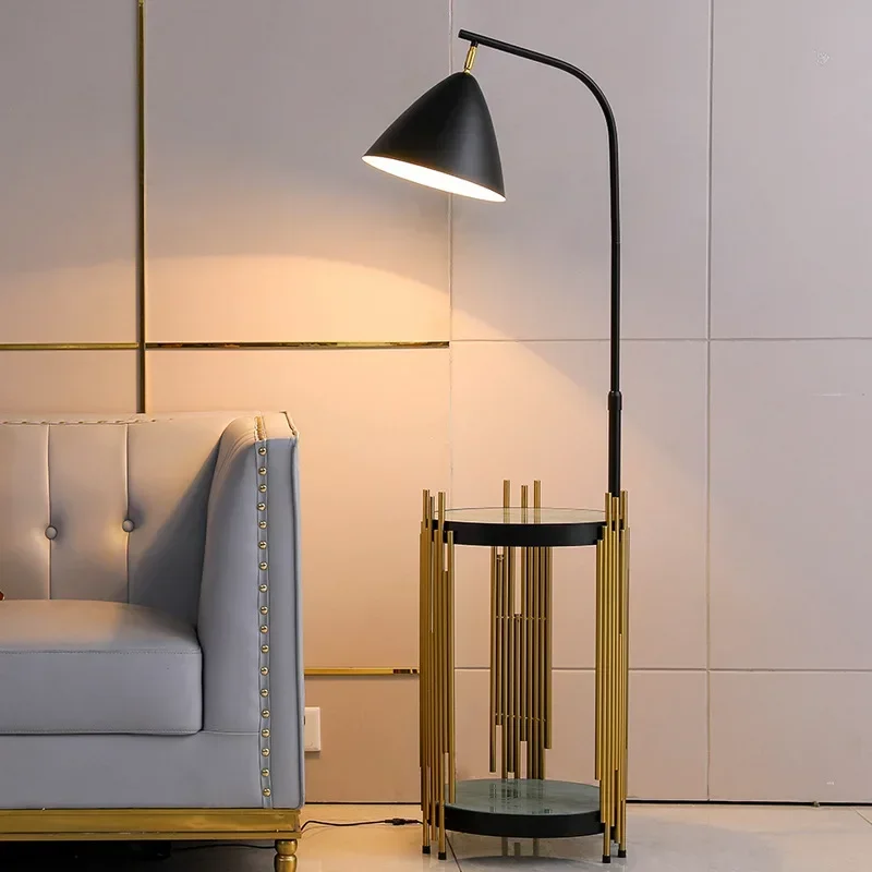 

SANDYHA Nordic LED Floor Lamp Wireless Rechargeable Living Room Bedroom Light Iron Circular Lampshade Sofa Bedside Table Home