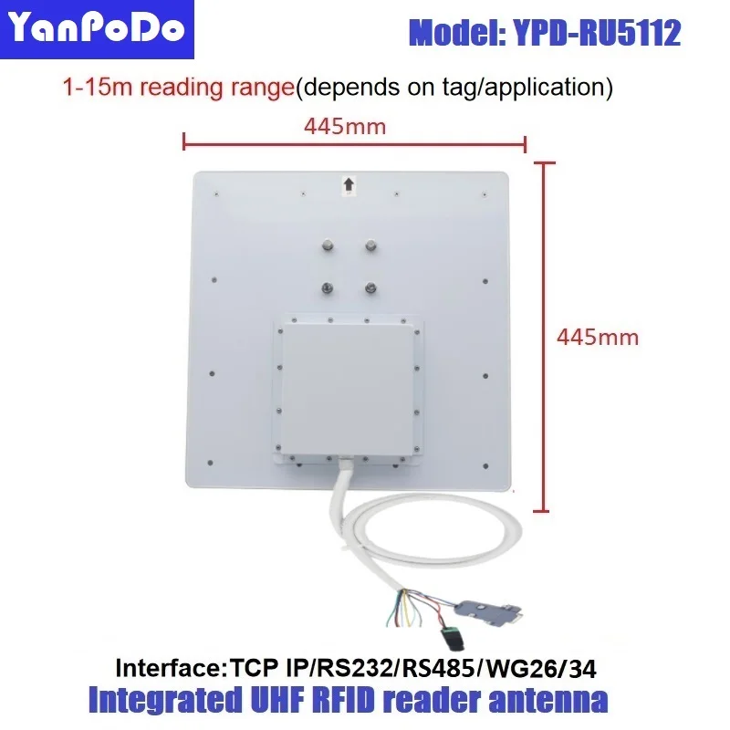 Yanpodo 15M Long Range UHF RFID Card Reader 12dBi Outdoor Antenna IP65 RS232 Wiegand26 TCP IP For Parking Vehicle Access Control