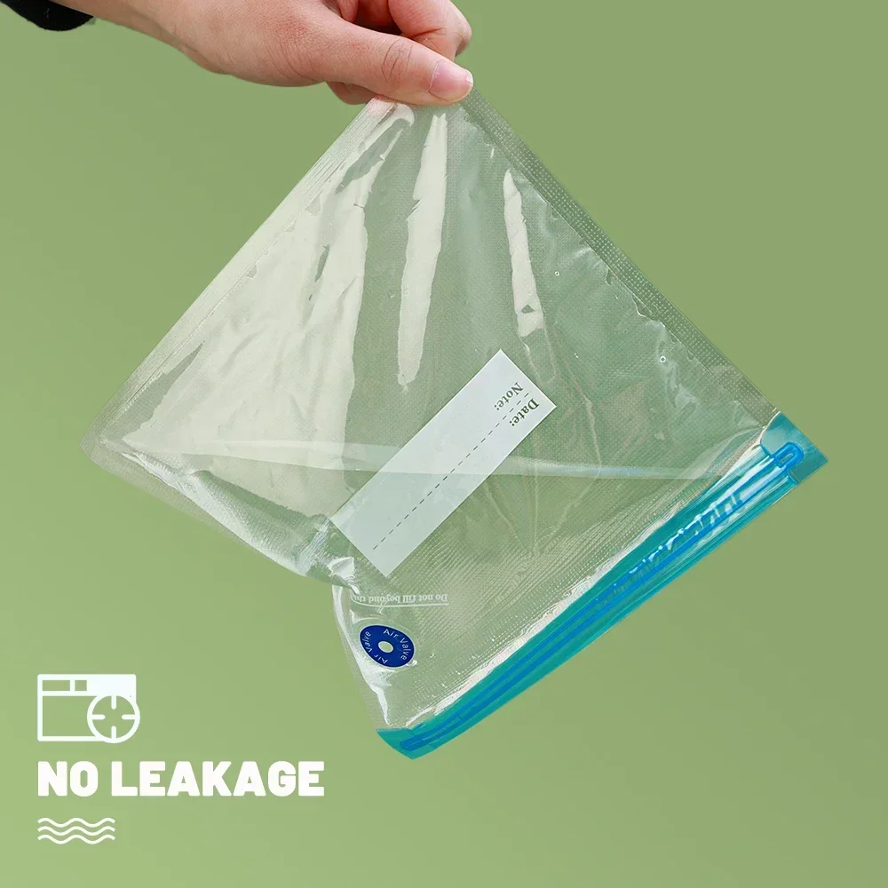 Reusable Food Storage Bag Food Air Vacuum Compressed Bags Plastic Transparent Zip Freezer Bags Food Keep Fresh Kitchen Storages